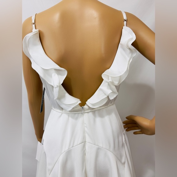 Lulu’s - Song of Celebration White Ruffle V Back, Skater Mini Dress Small - Picture 9 of 14